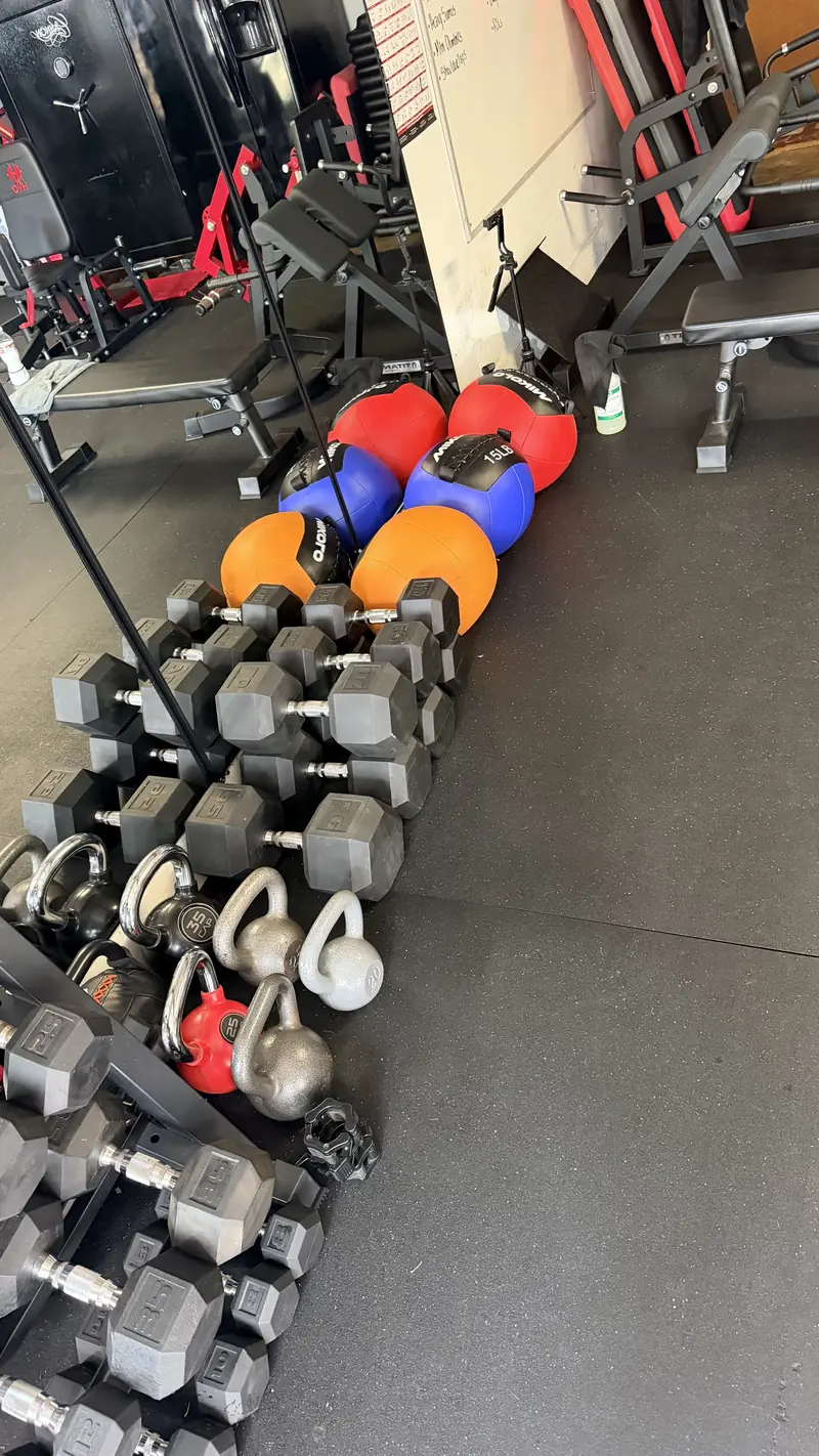 Kettlebells, dumbbells and medicine balls